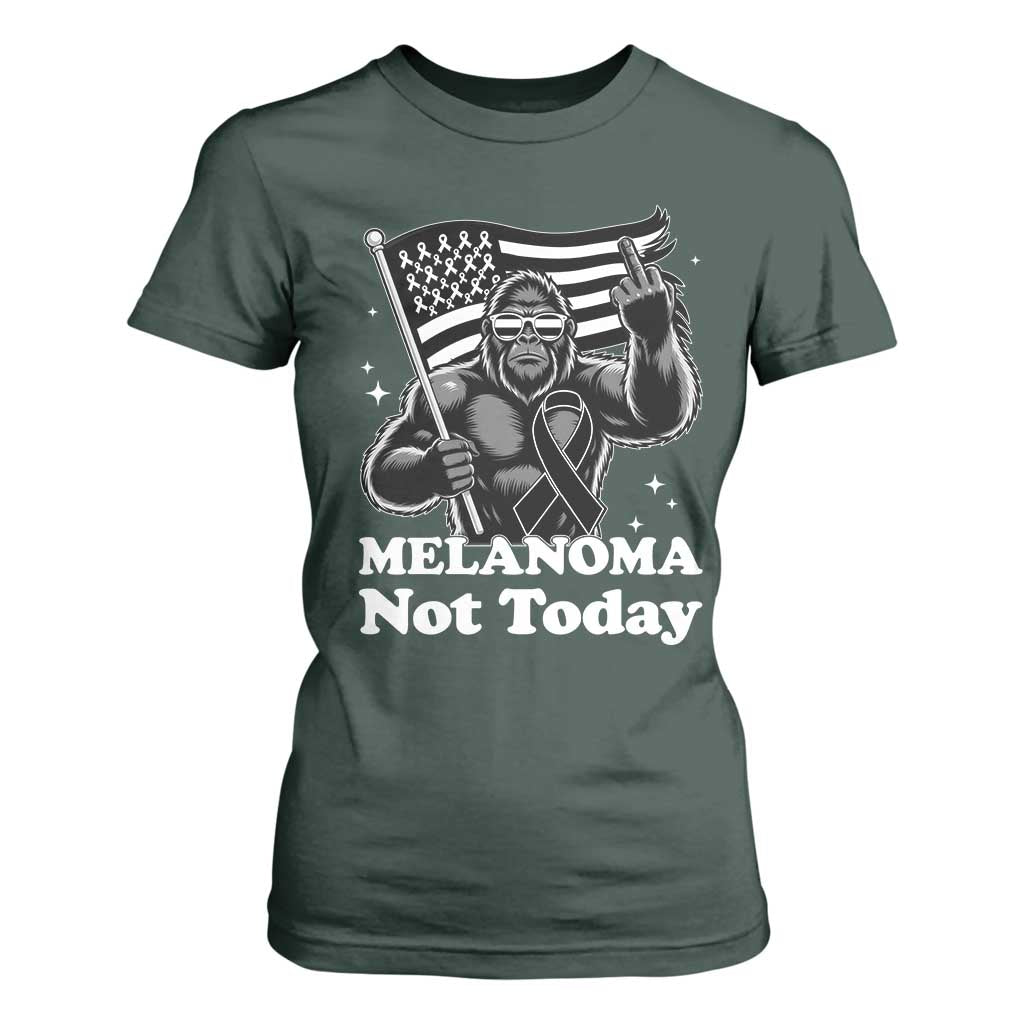 Bigfoot Black Ribbon T Shirt For Women Not Today Melanoma