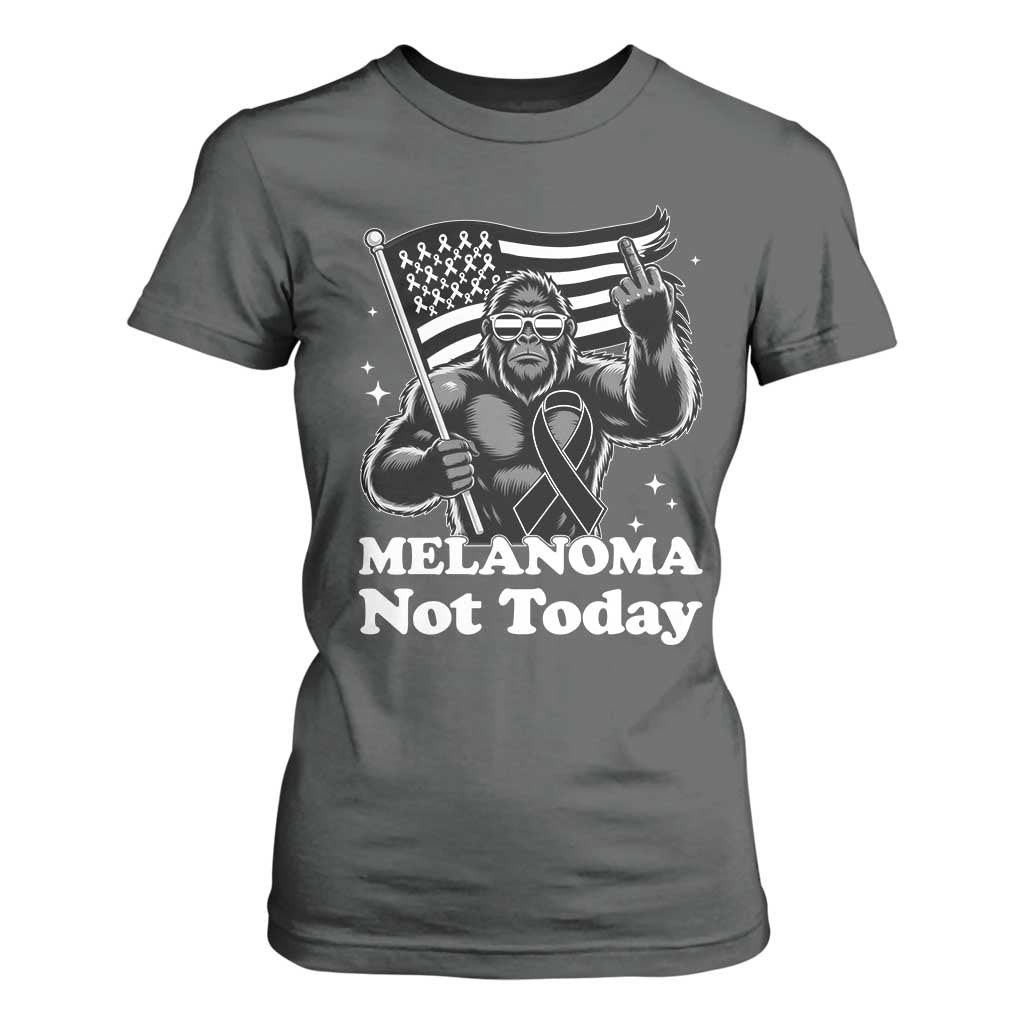 Bigfoot Black Ribbon T Shirt For Women Not Today Melanoma