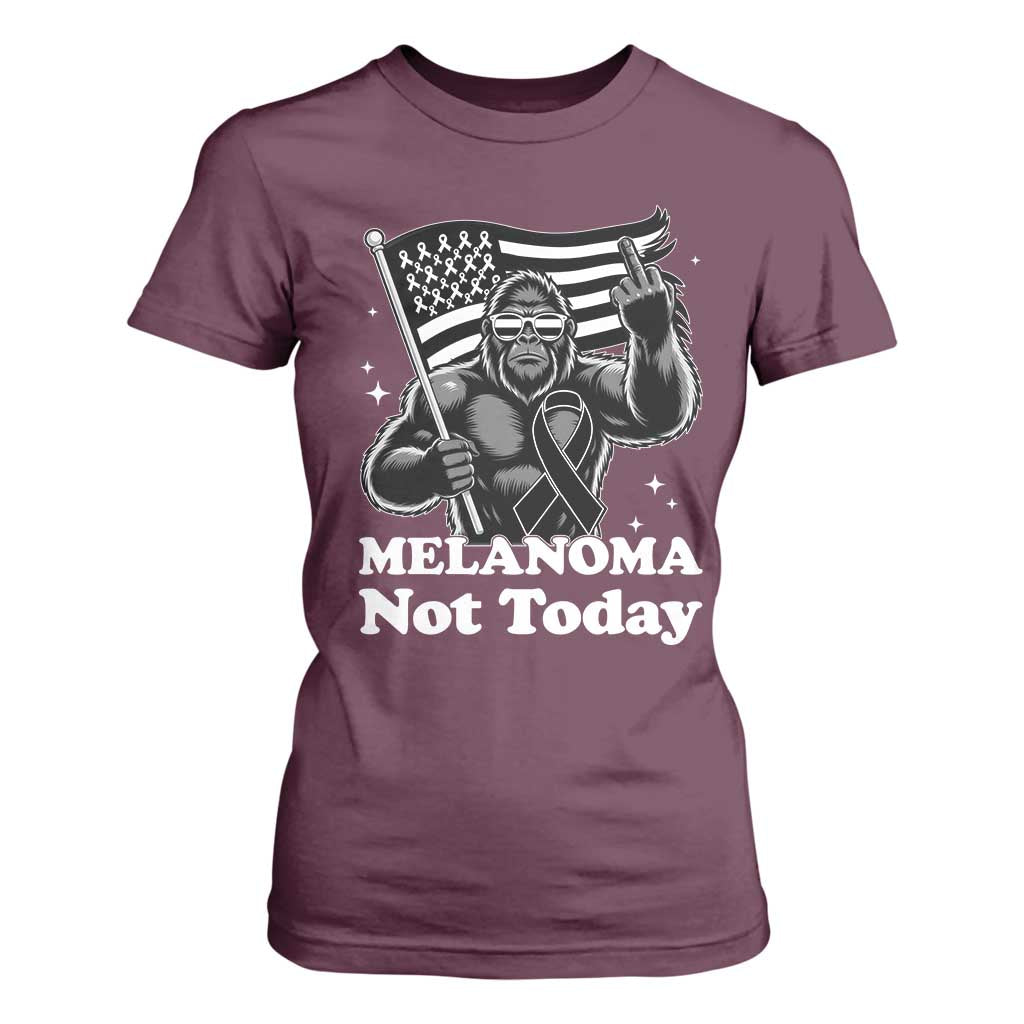 Bigfoot Black Ribbon T Shirt For Women Not Today Melanoma