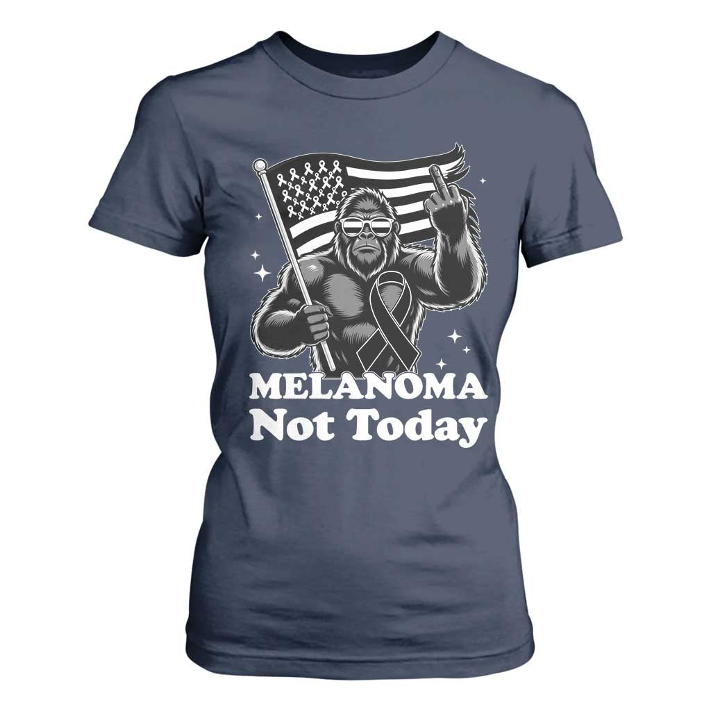 Bigfoot Black Ribbon T Shirt For Women Not Today Melanoma
