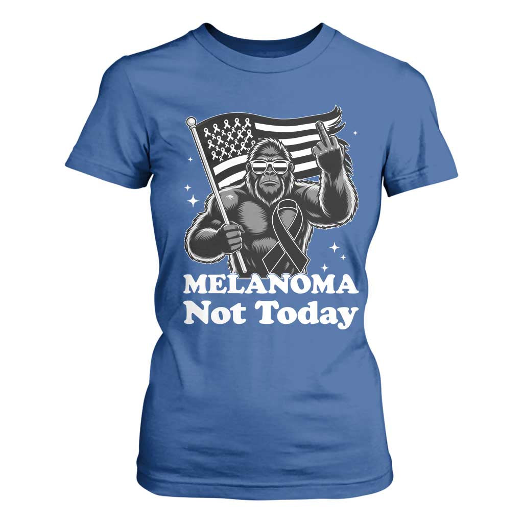 Bigfoot Black Ribbon T Shirt For Women Not Today Melanoma