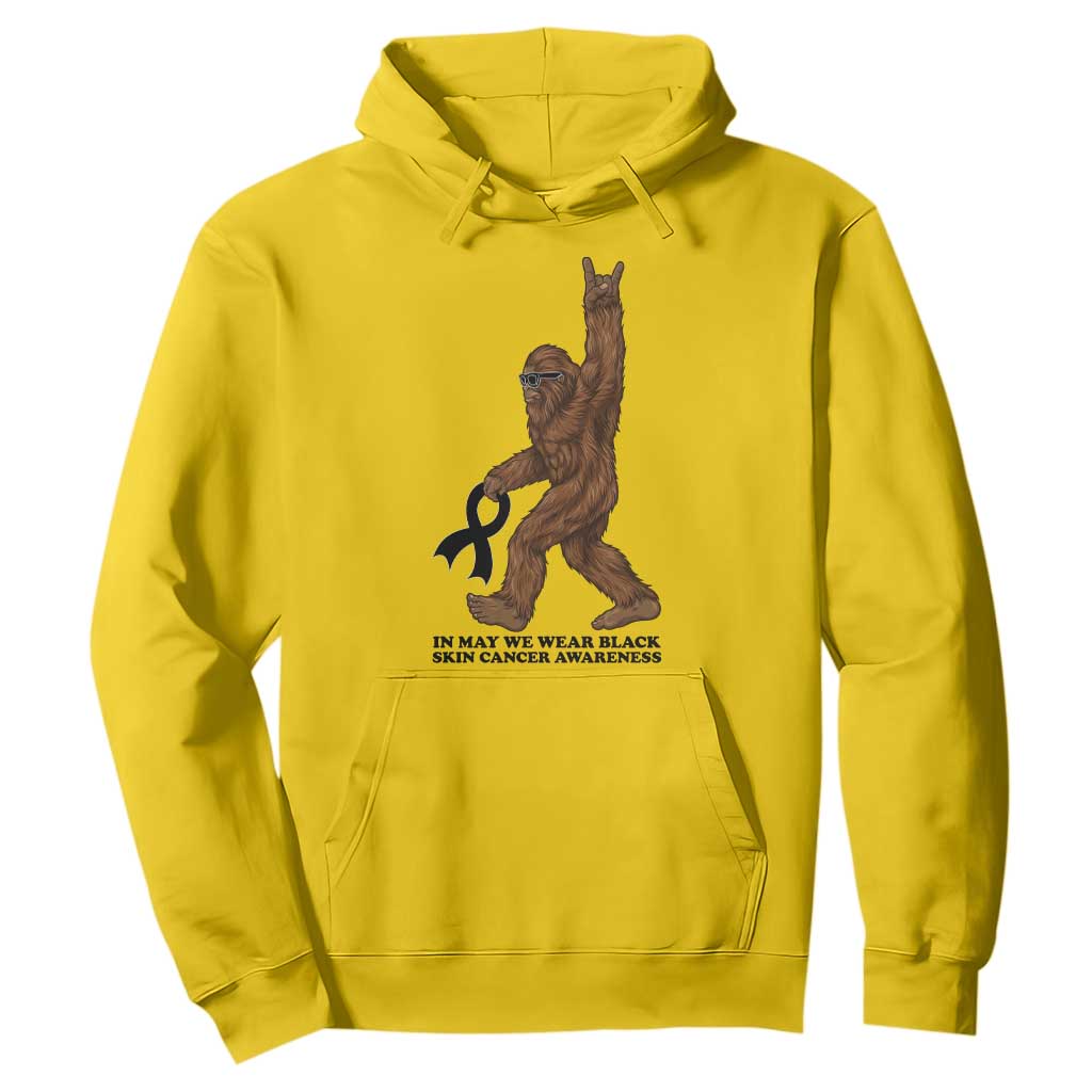 Funny Bigfoot Skin Cancer Support Hoodie In May We Wear Black
