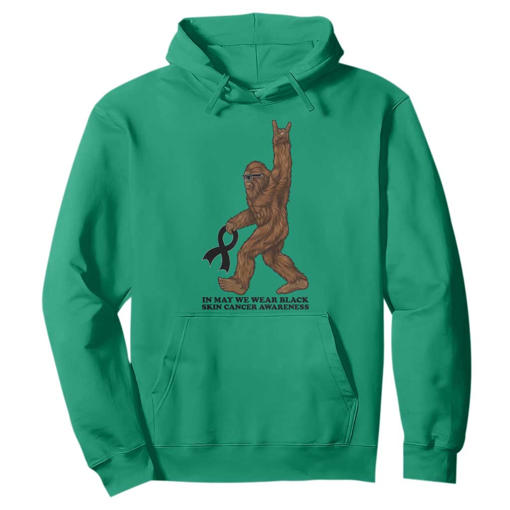 Funny Bigfoot Skin Cancer Support Hoodie In May We Wear Black