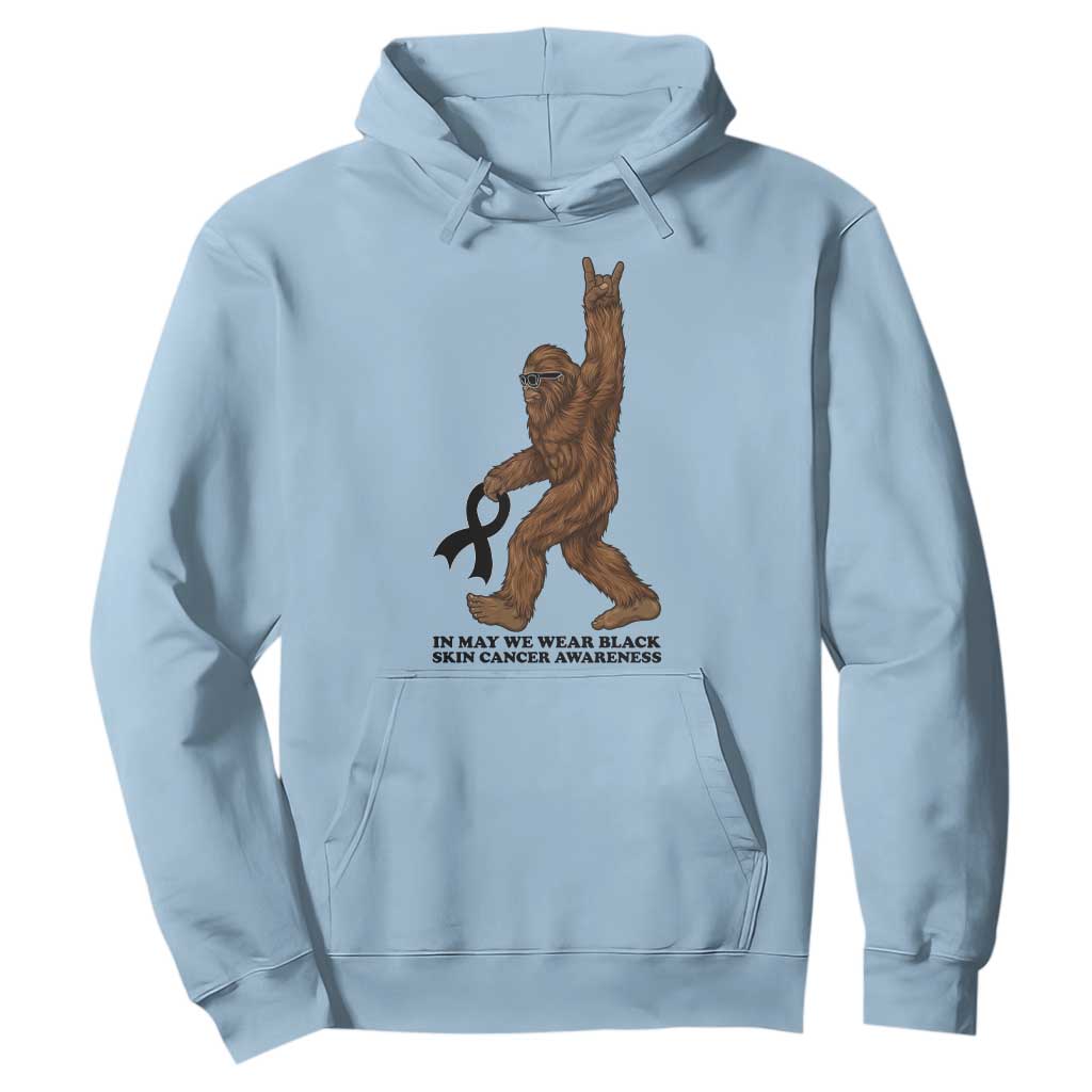 Funny Bigfoot Skin Cancer Support Hoodie In May We Wear Black
