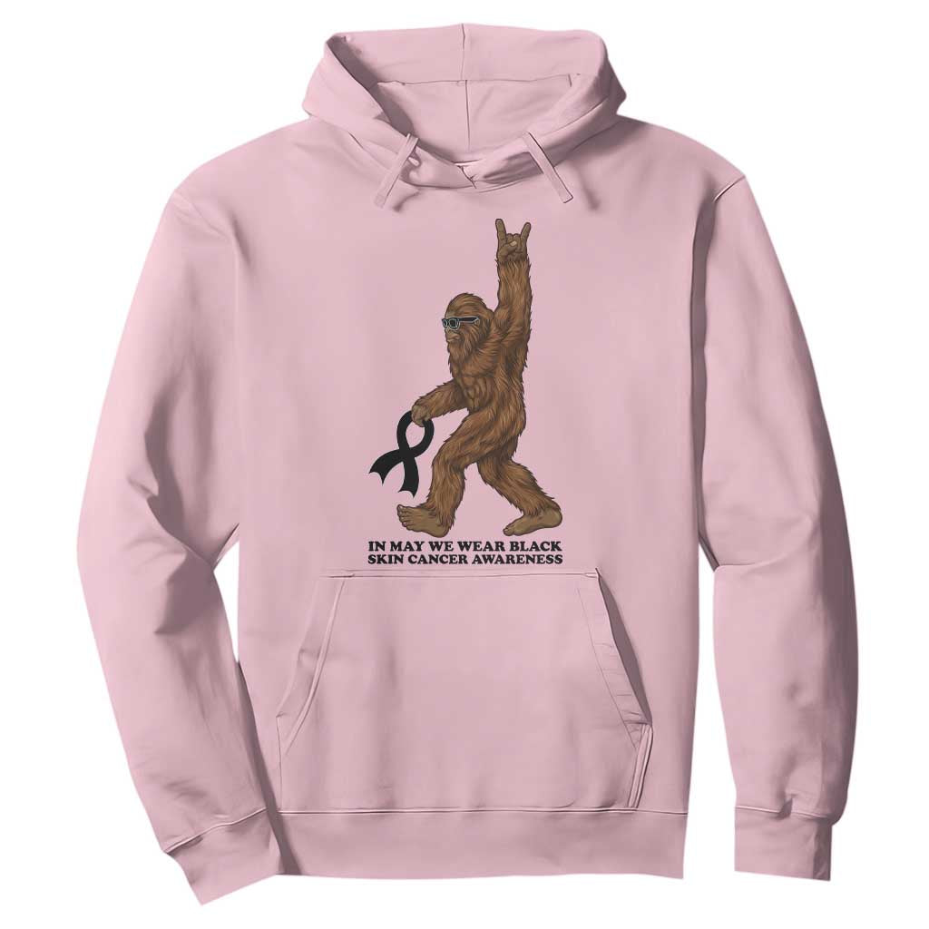 Funny Bigfoot Skin Cancer Support Hoodie In May We Wear Black