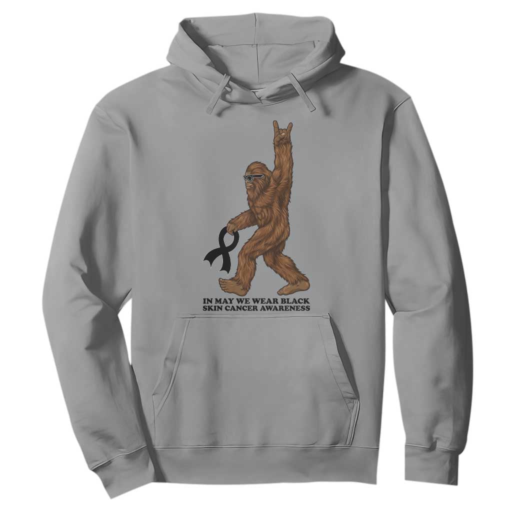 Funny Bigfoot Skin Cancer Support Hoodie In May We Wear Black