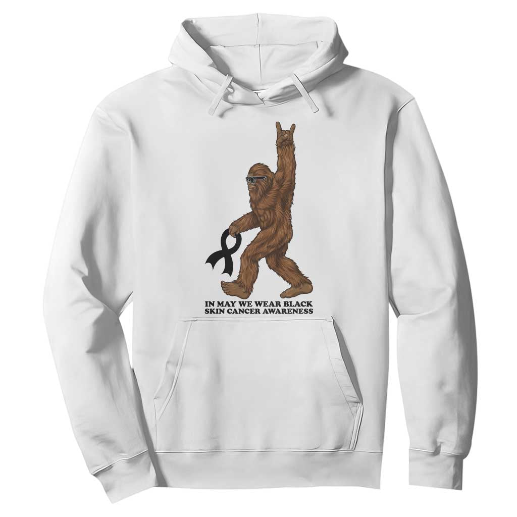 Funny Bigfoot Skin Cancer Support Hoodie In May We Wear Black