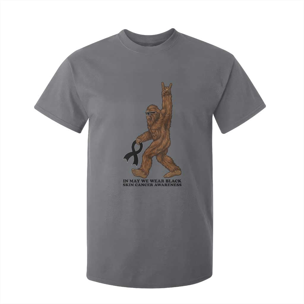 Funny Bigfoot Skin Cancer Support T Shirt For Kid In May We Wear Black