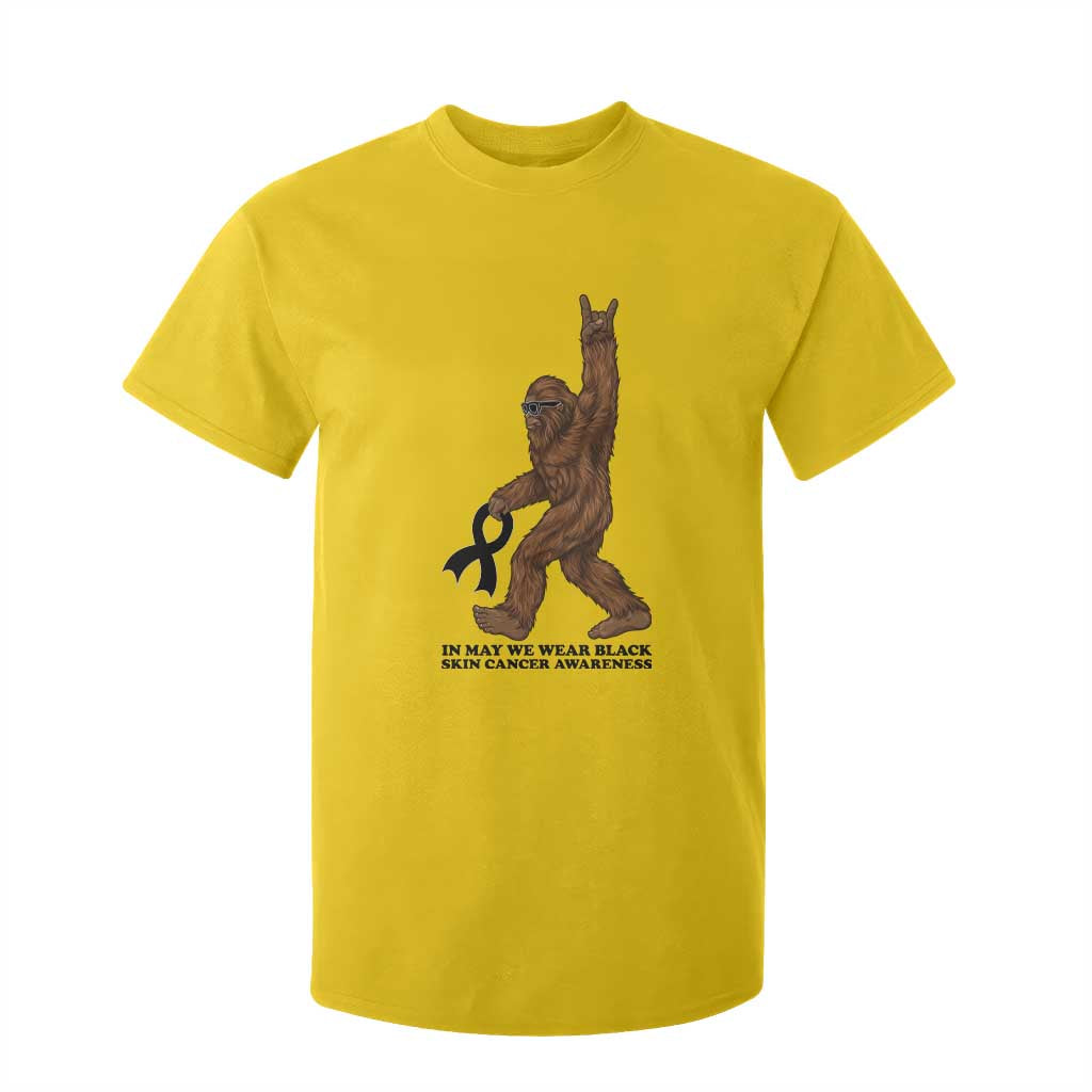 Funny Bigfoot Skin Cancer Support T Shirt For Kid In May We Wear Black