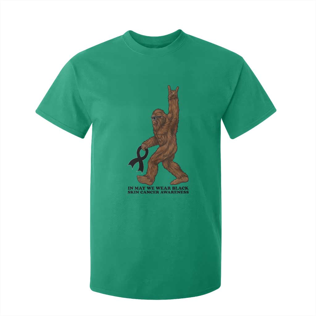 Funny Bigfoot Skin Cancer Support T Shirt For Kid In May We Wear Black