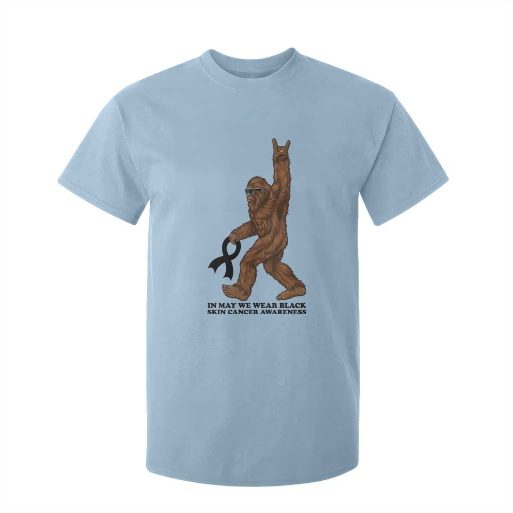 Funny Bigfoot Skin Cancer Support T Shirt For Kid In May We Wear Black