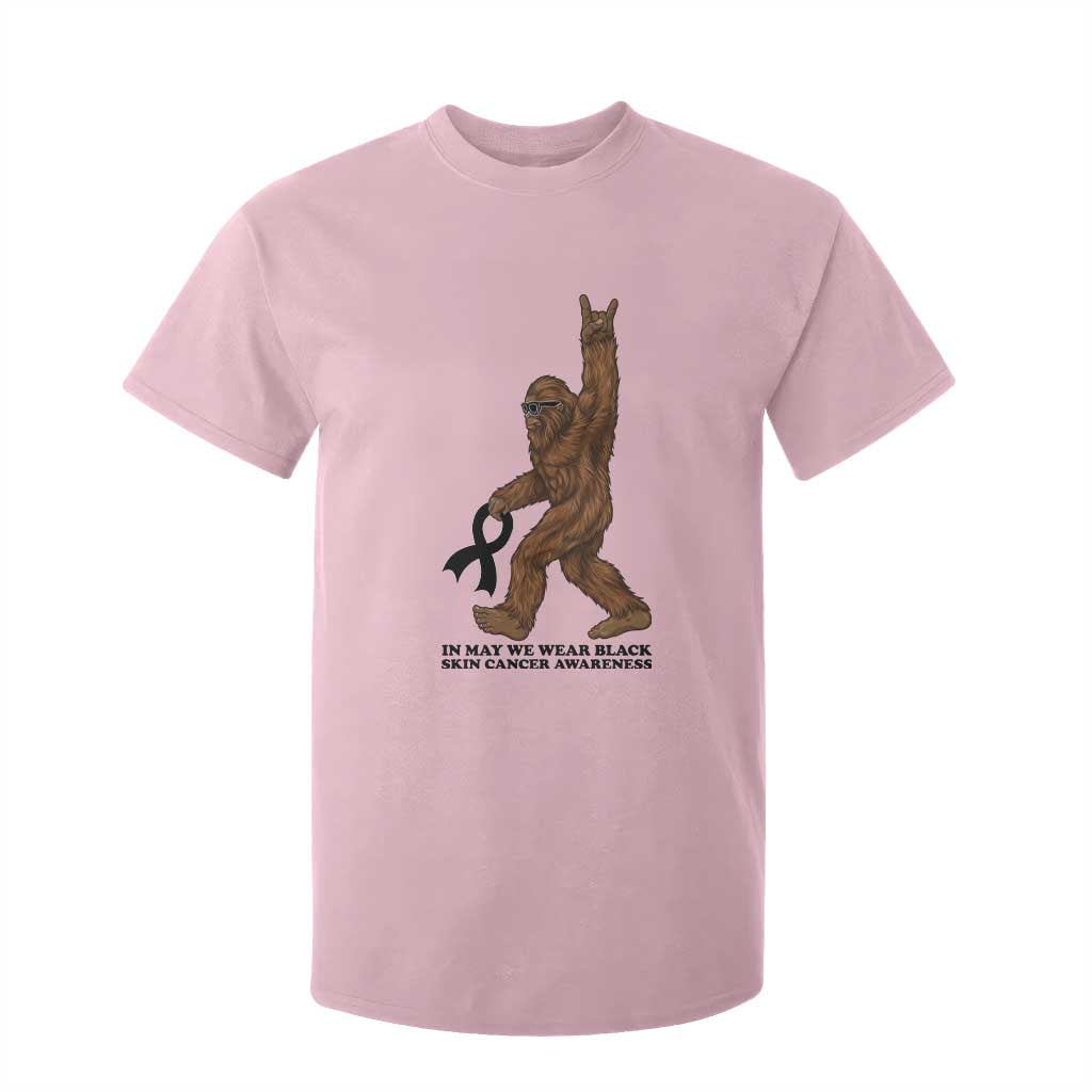 Funny Bigfoot Skin Cancer Support T Shirt For Kid In May We Wear Black