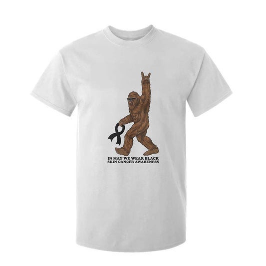 Funny Bigfoot Skin Cancer Support T Shirt For Kid In May We Wear Black