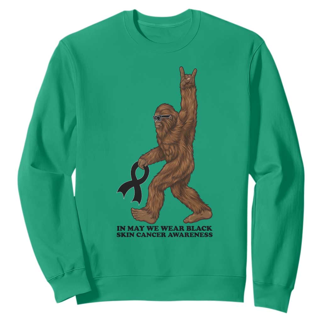 Funny Bigfoot Skin Cancer Support Sweatshirt In May We Wear Black