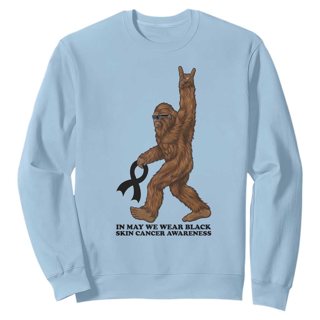 Funny Bigfoot Skin Cancer Support Sweatshirt In May We Wear Black