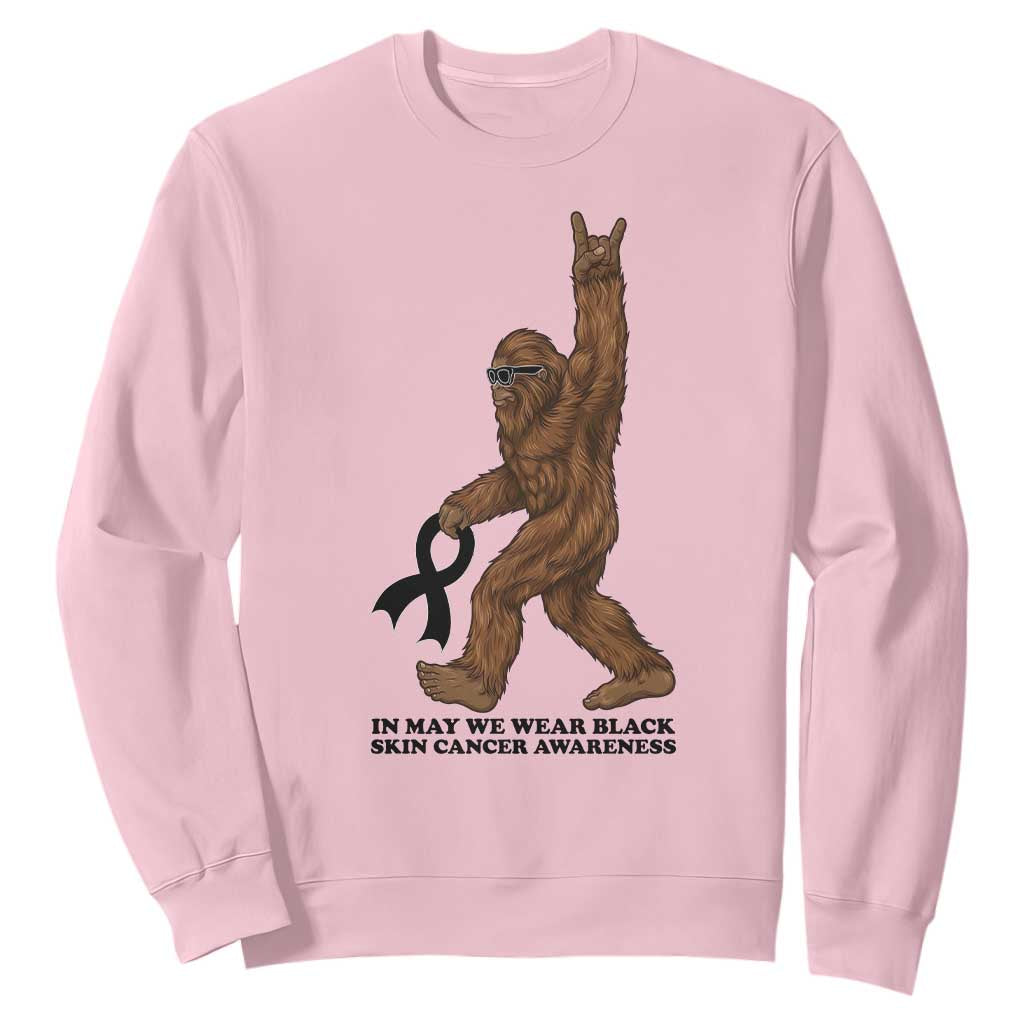 Funny Bigfoot Skin Cancer Support Sweatshirt In May We Wear Black