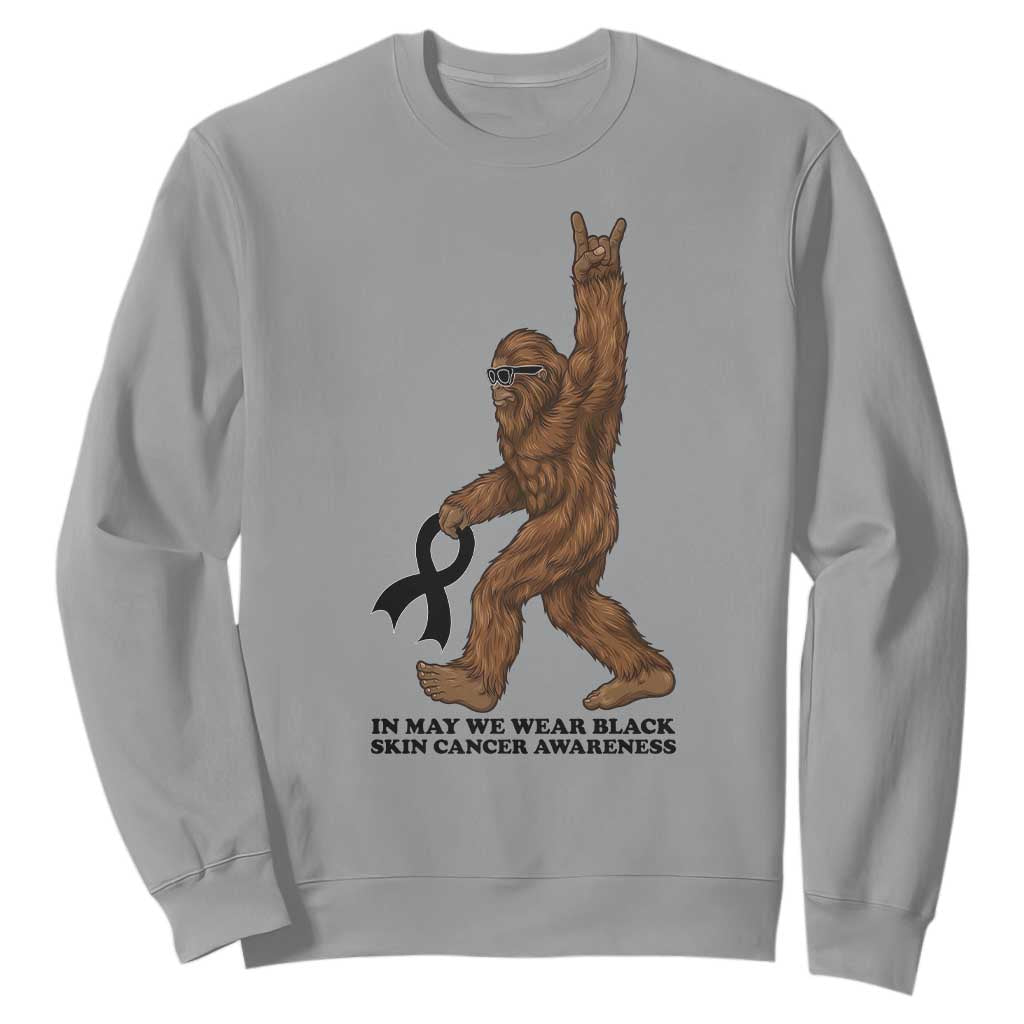 Funny Bigfoot Skin Cancer Support Sweatshirt In May We Wear Black