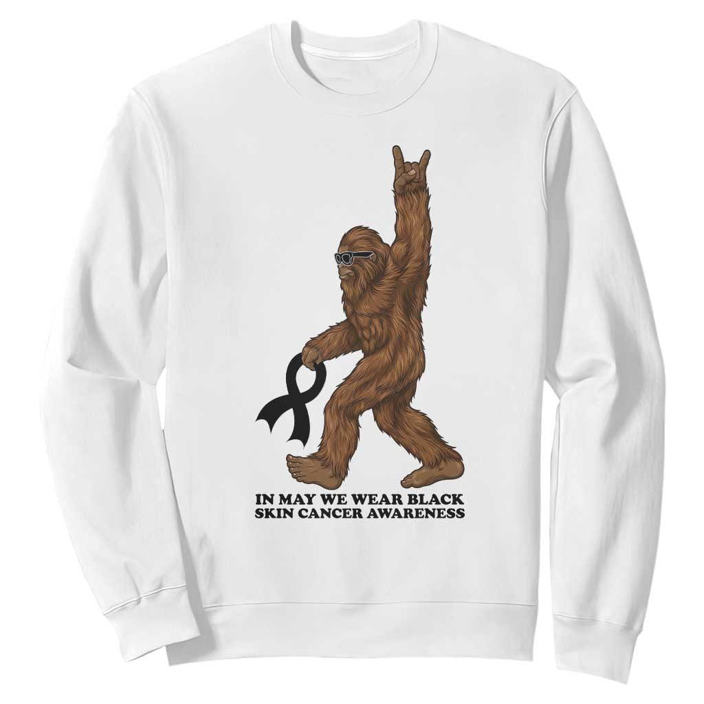 Funny Bigfoot Skin Cancer Support Sweatshirt In May We Wear Black