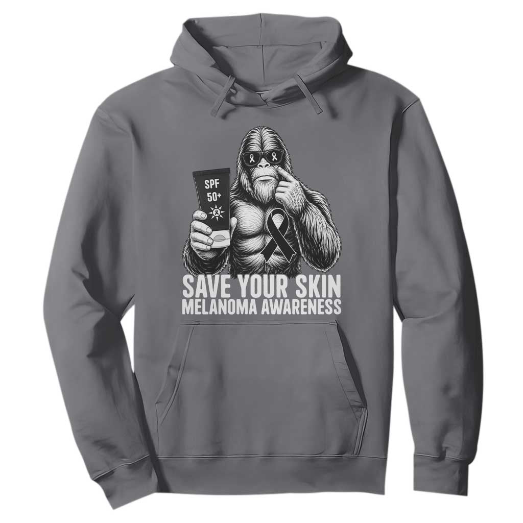 Bigfoot Save Your Skin Hoodie Melanoma Warrior Support