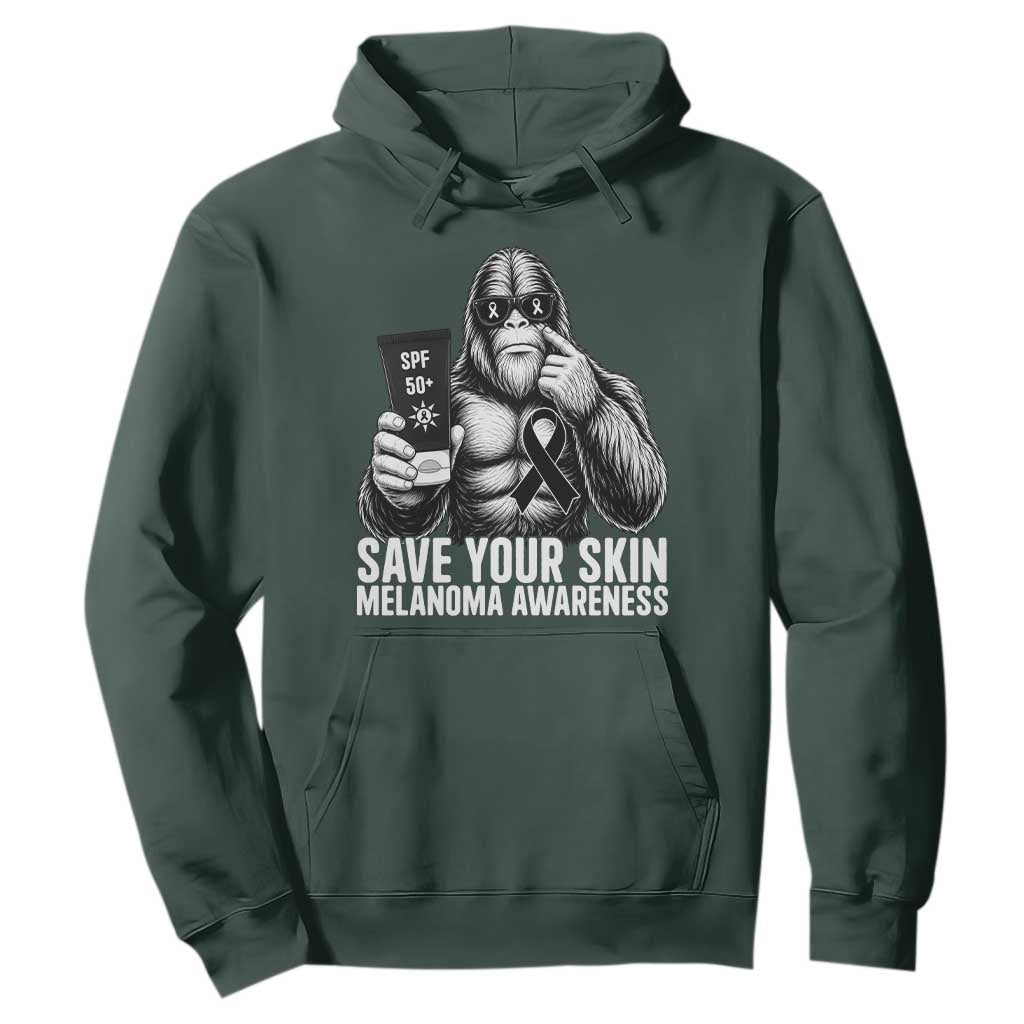 Bigfoot Save Your Skin Hoodie Melanoma Warrior Support