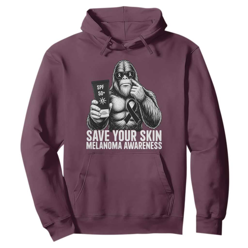 Bigfoot Save Your Skin Hoodie Melanoma Warrior Support