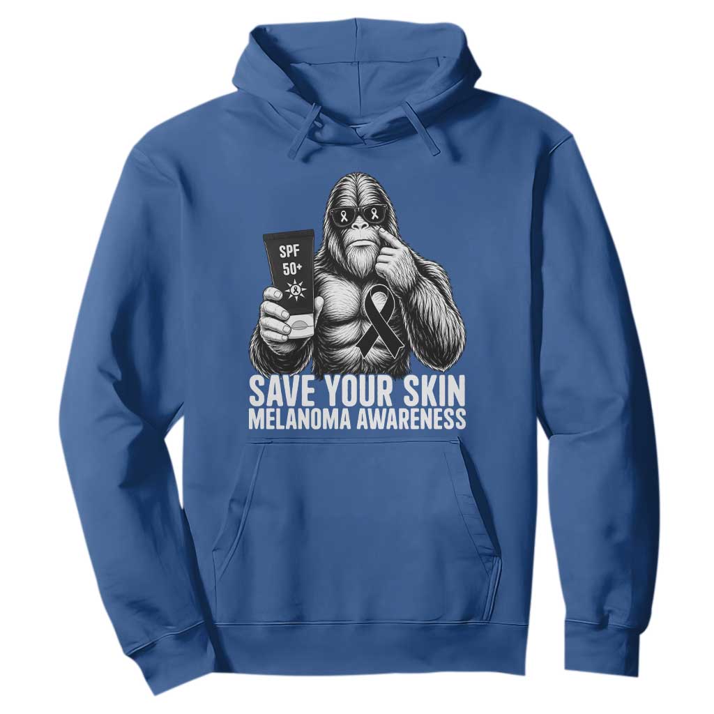 Bigfoot Save Your Skin Hoodie Melanoma Warrior Support