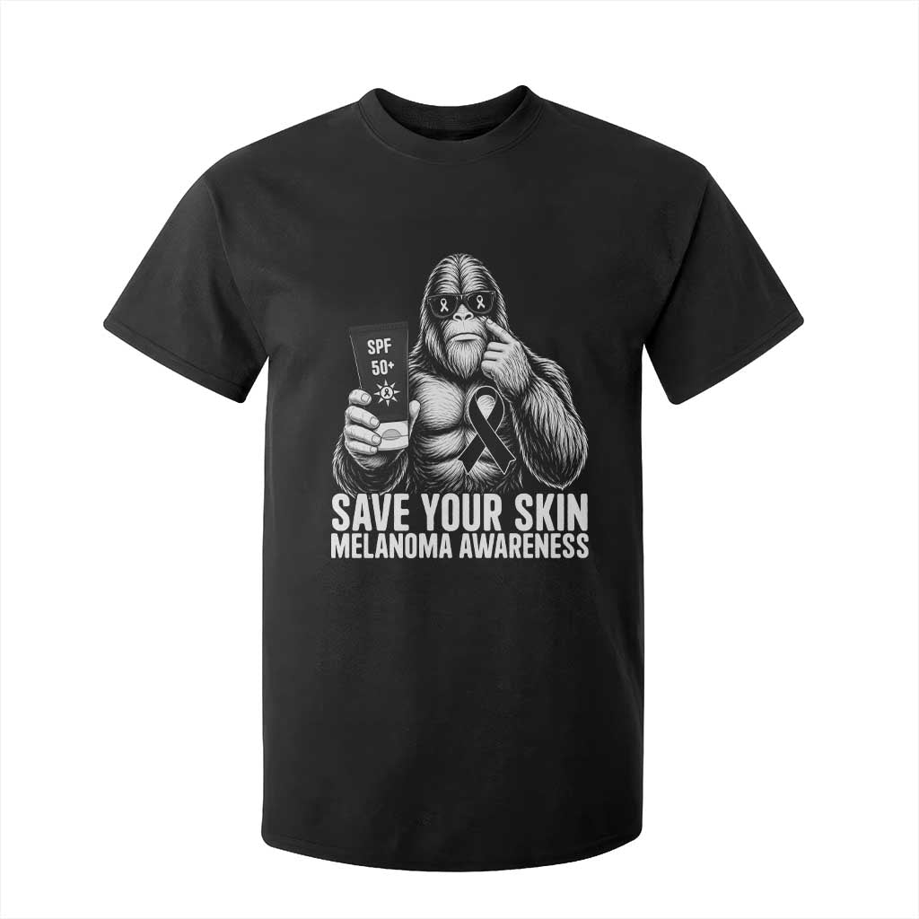 Bigfoot Save Your Skin T Shirt For Kid Melanoma Warrior Support