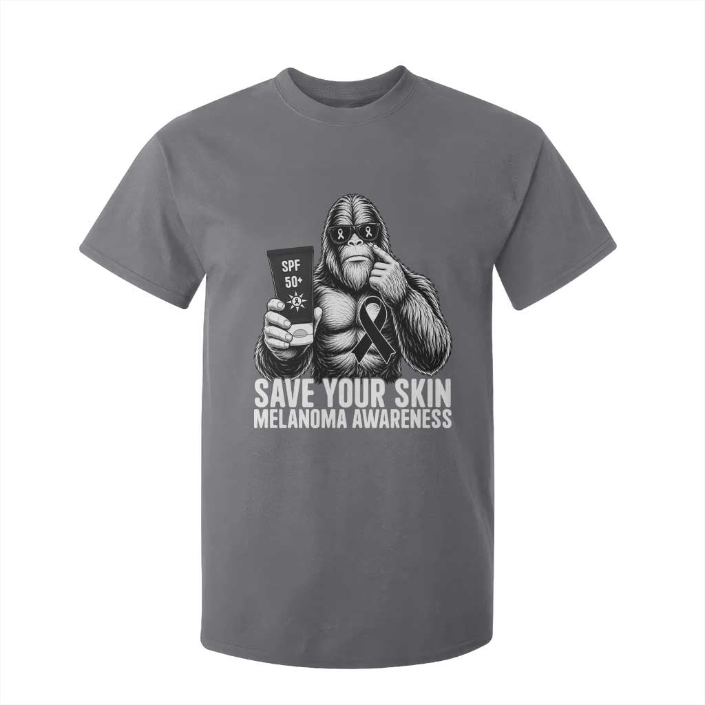 Bigfoot Save Your Skin T Shirt For Kid Melanoma Warrior Support