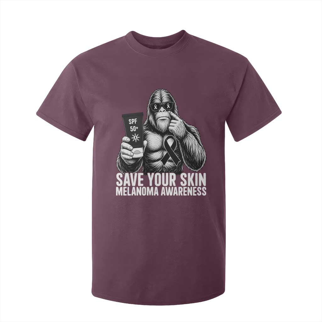 Bigfoot Save Your Skin T Shirt For Kid Melanoma Warrior Support
