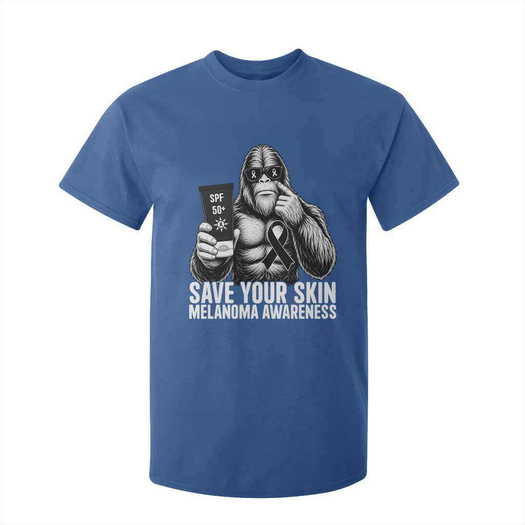 Bigfoot Save Your Skin T Shirt For Kid Melanoma Warrior Support