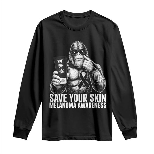 Bigfoot Save Your Skin Long Sleeve Shirt Melanoma Warrior Support