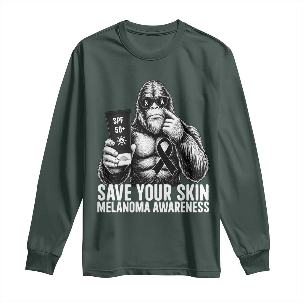 Bigfoot Save Your Skin Long Sleeve Shirt Melanoma Warrior Support