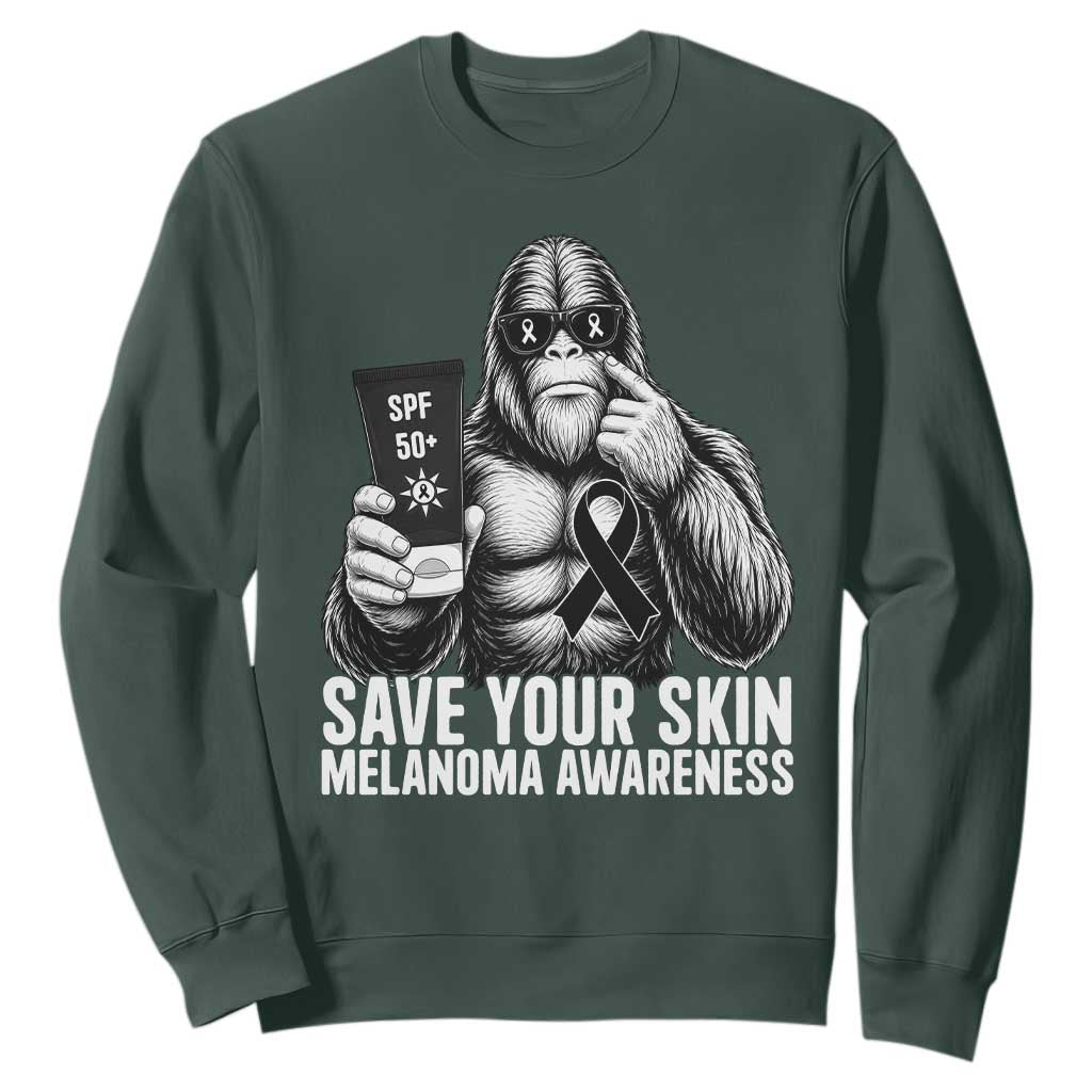 Bigfoot Save Your Skin Sweatshirt Melanoma Warrior Support