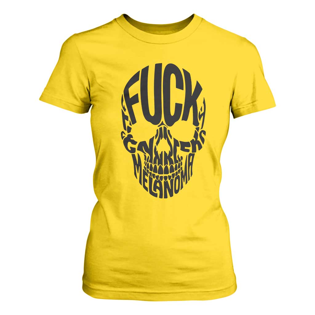 Fuck Melanoma Skull Typography T Shirt For Women Skin Cancer Warrior