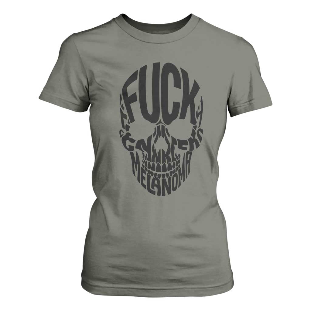 Fuck Melanoma Skull Typography T Shirt For Women Skin Cancer Warrior