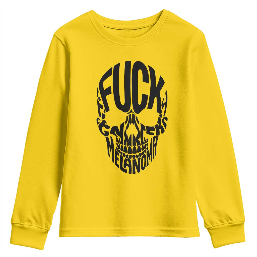 Fuck Melanoma Skull Typography Youth Sweatshirt Skin Cancer Warrior