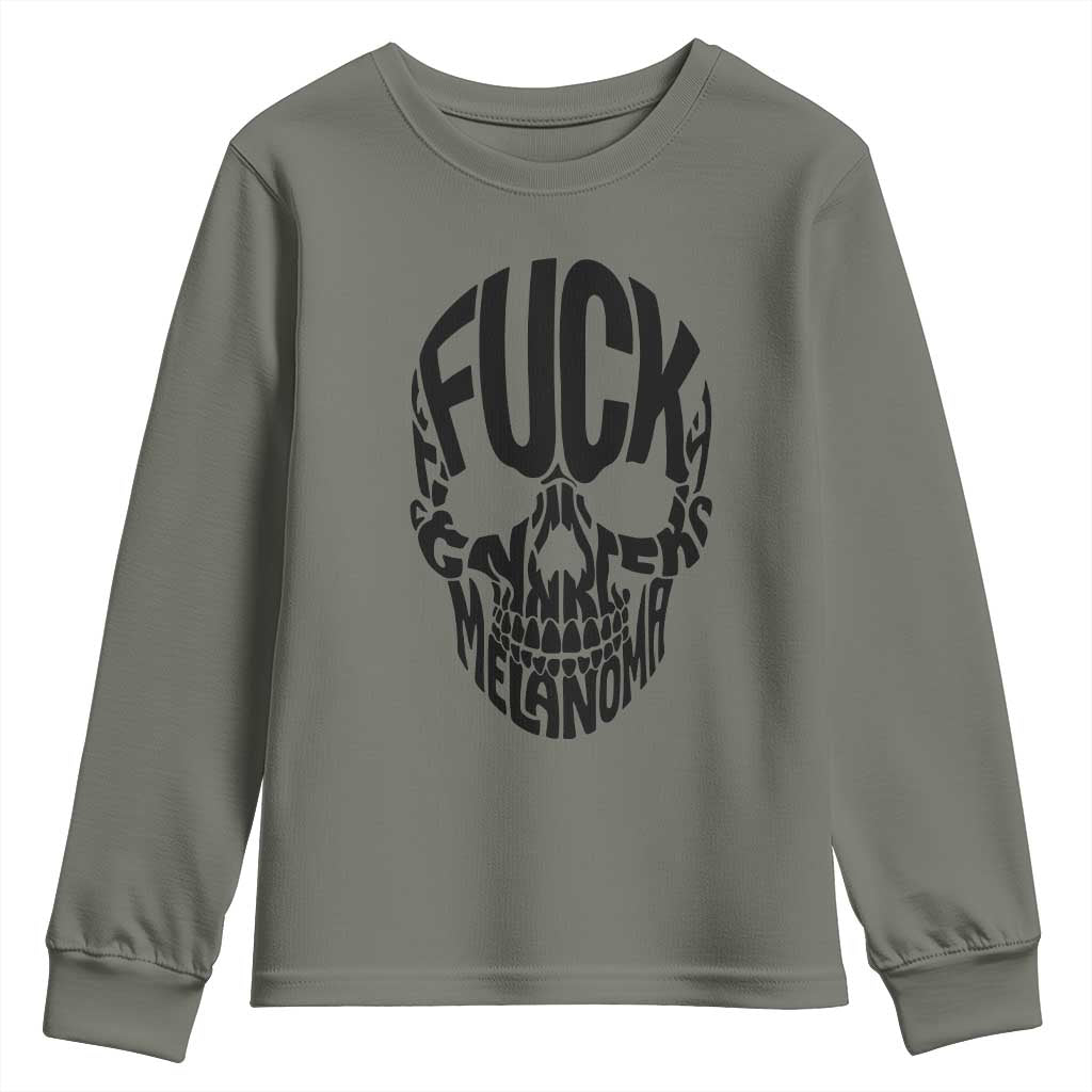 Fuck Melanoma Skull Typography Youth Sweatshirt Skin Cancer Warrior
