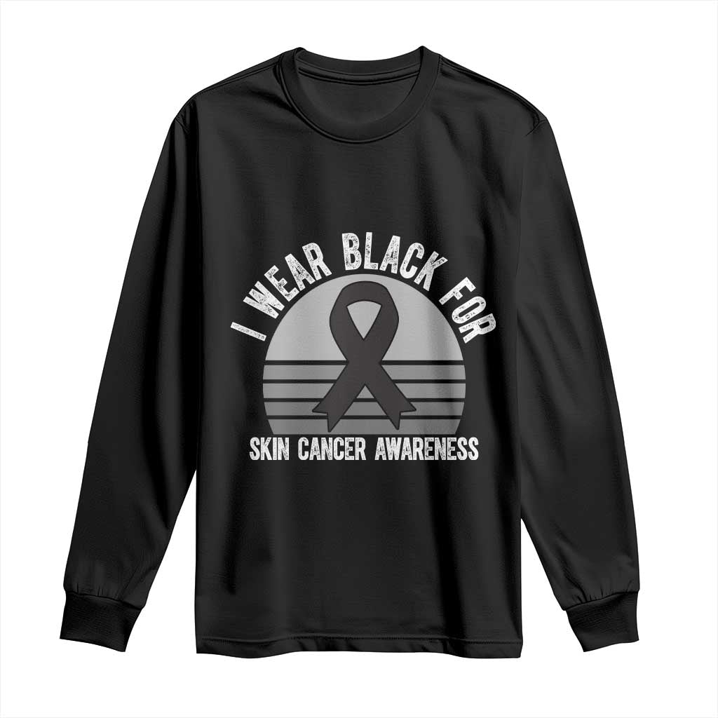 I Wear Black For Skin Cancer Long Sleeve Shirt Retro Vintage Sunset