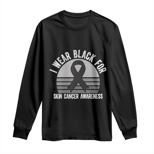 I Wear Black For Skin Cancer Long Sleeve Shirt Retro Vintage Sunset