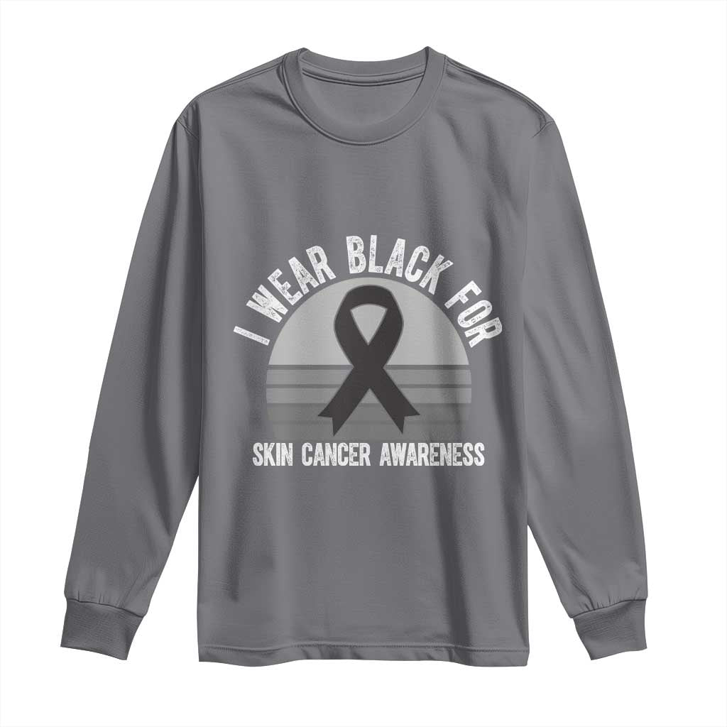 I Wear Black For Skin Cancer Long Sleeve Shirt Retro Vintage Sunset