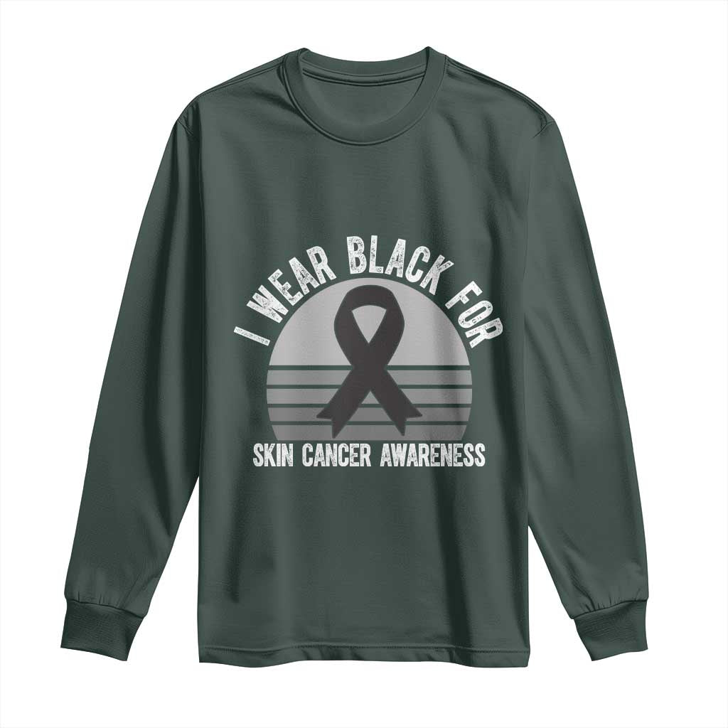 I Wear Black For Skin Cancer Long Sleeve Shirt Retro Vintage Sunset