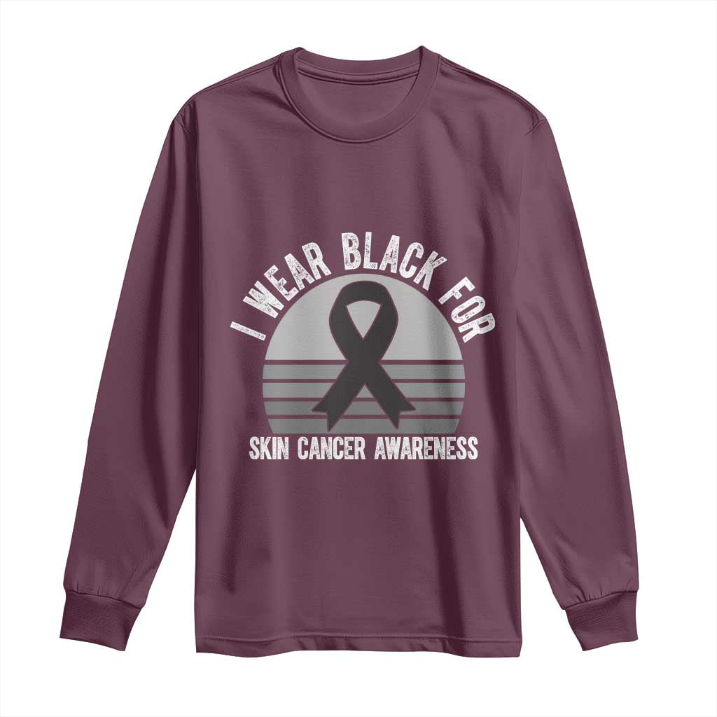 I Wear Black For Skin Cancer Long Sleeve Shirt Retro Vintage Sunset
