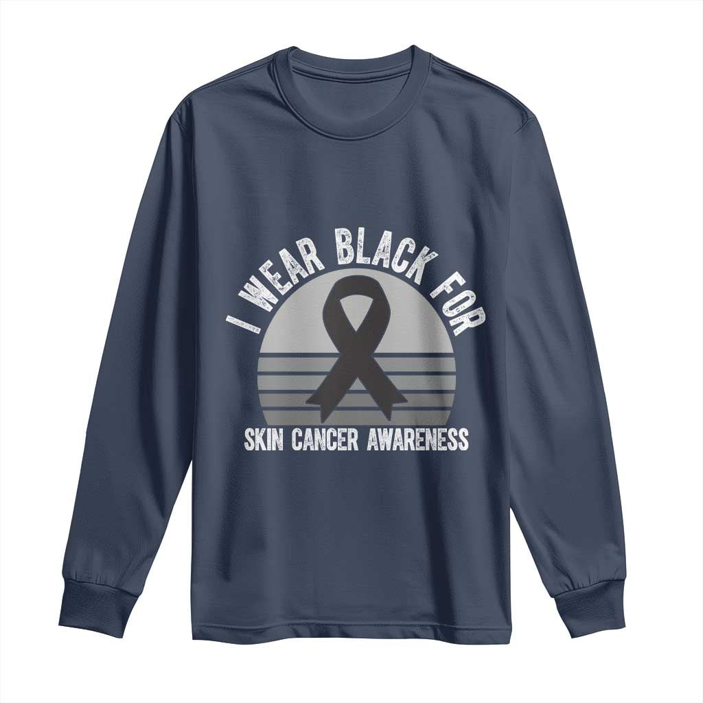 I Wear Black For Skin Cancer Long Sleeve Shirt Retro Vintage Sunset