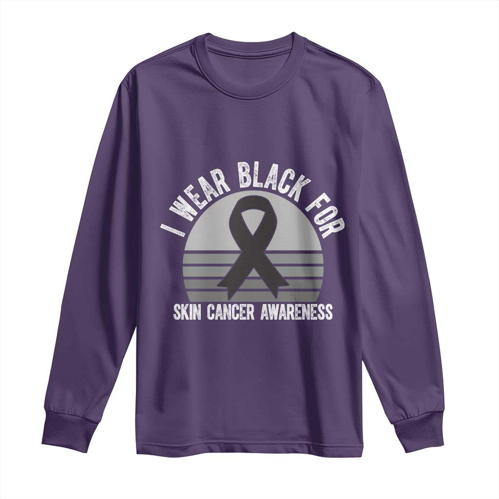 I Wear Black For Skin Cancer Long Sleeve Shirt Retro Vintage Sunset
