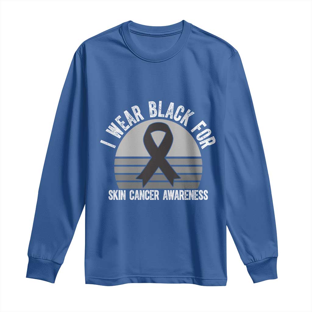 I Wear Black For Skin Cancer Long Sleeve Shirt Retro Vintage Sunset