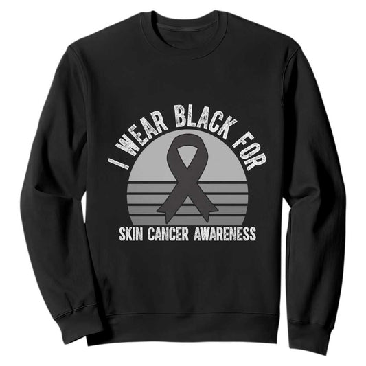 I Wear Black For Skin Cancer Sweatshirt Retro Vintage Sunset