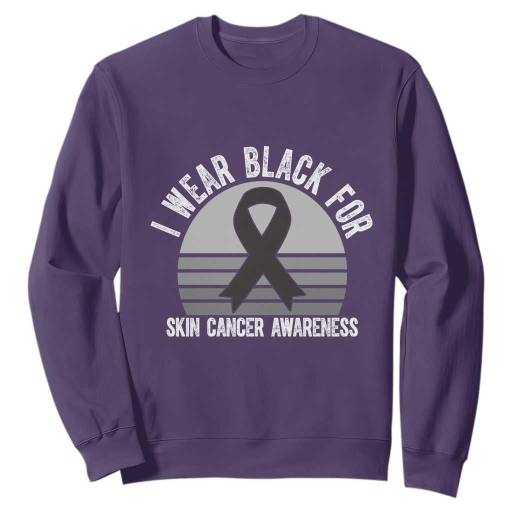 I Wear Black For Skin Cancer Sweatshirt Retro Vintage Sunset