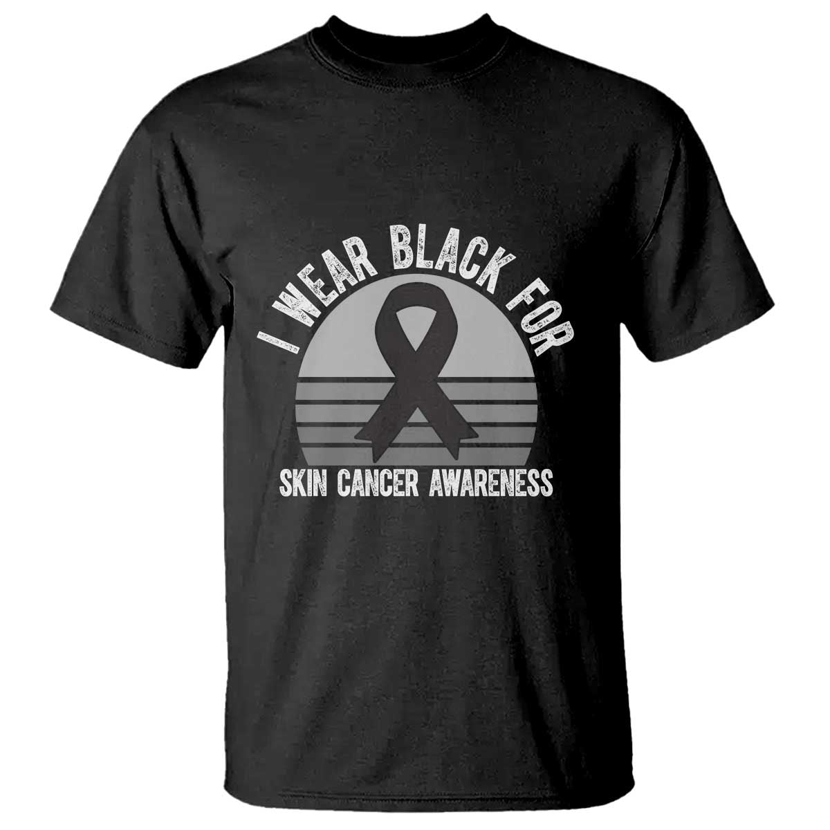 I Wear Black For Skin Cancer T Shirt Retro Vintage Sunset