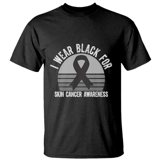 I Wear Black For Skin Cancer T Shirt Retro Vintage Sunset