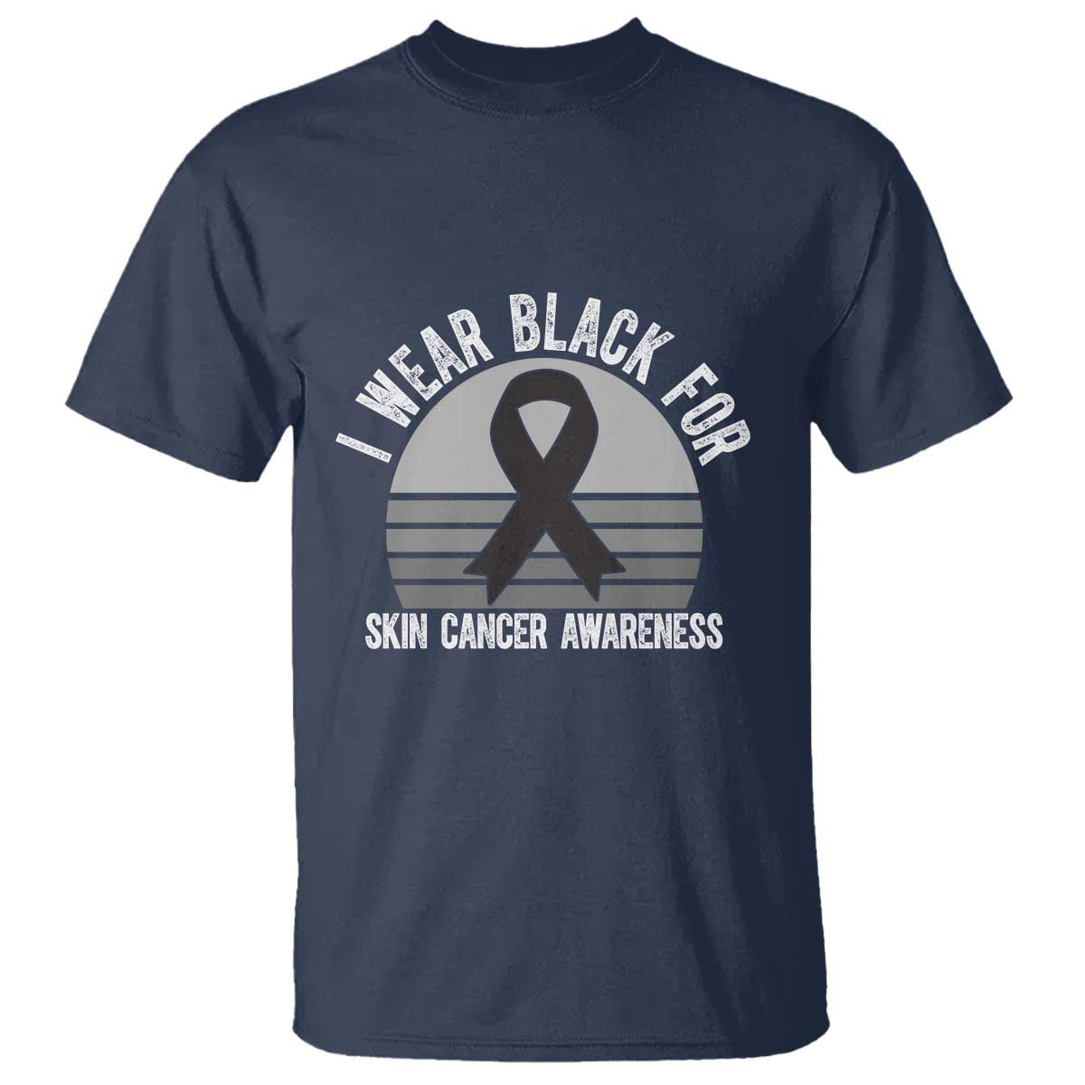 I Wear Black For Skin Cancer T Shirt Retro Vintage Sunset